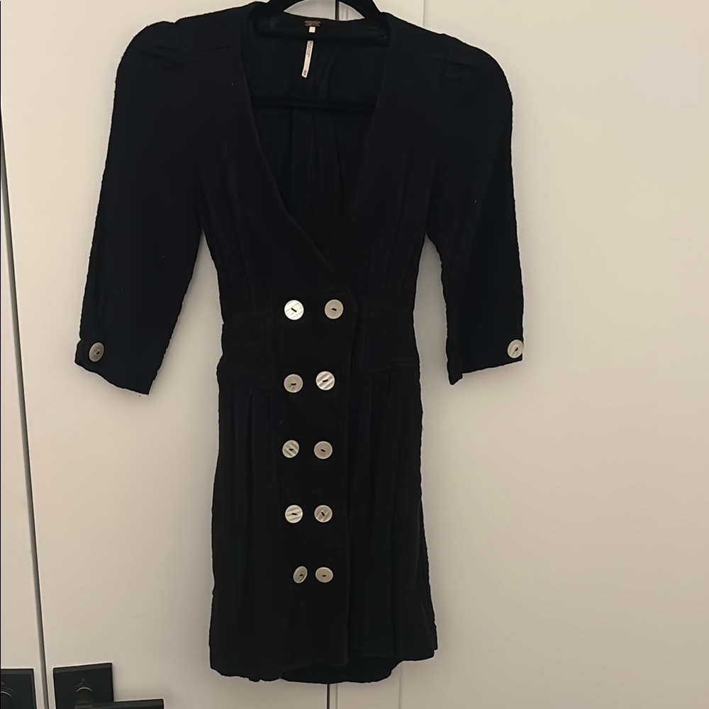 Elegant Black Free People Button-Down Dress